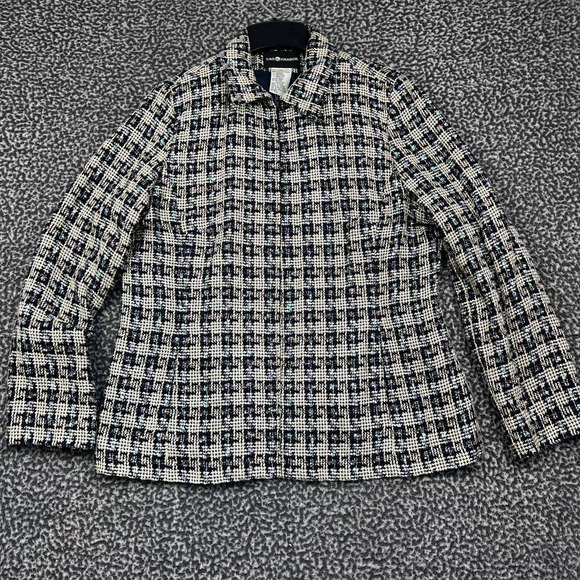 Sag Harbor Jackets & Blazers - Sag Harbor Blazer Jacket Women Tweed 14 Blue Black Plaid Long Sleeve